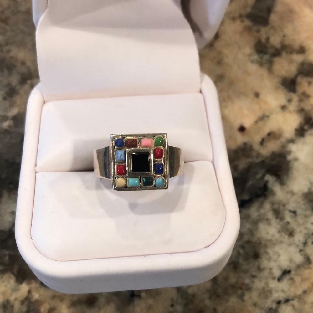 Multi Colored Stone Silver Ring. - image 1